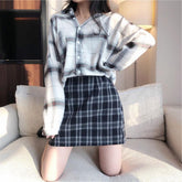 Vintage Plaid A-Linie Casual Miniröcke